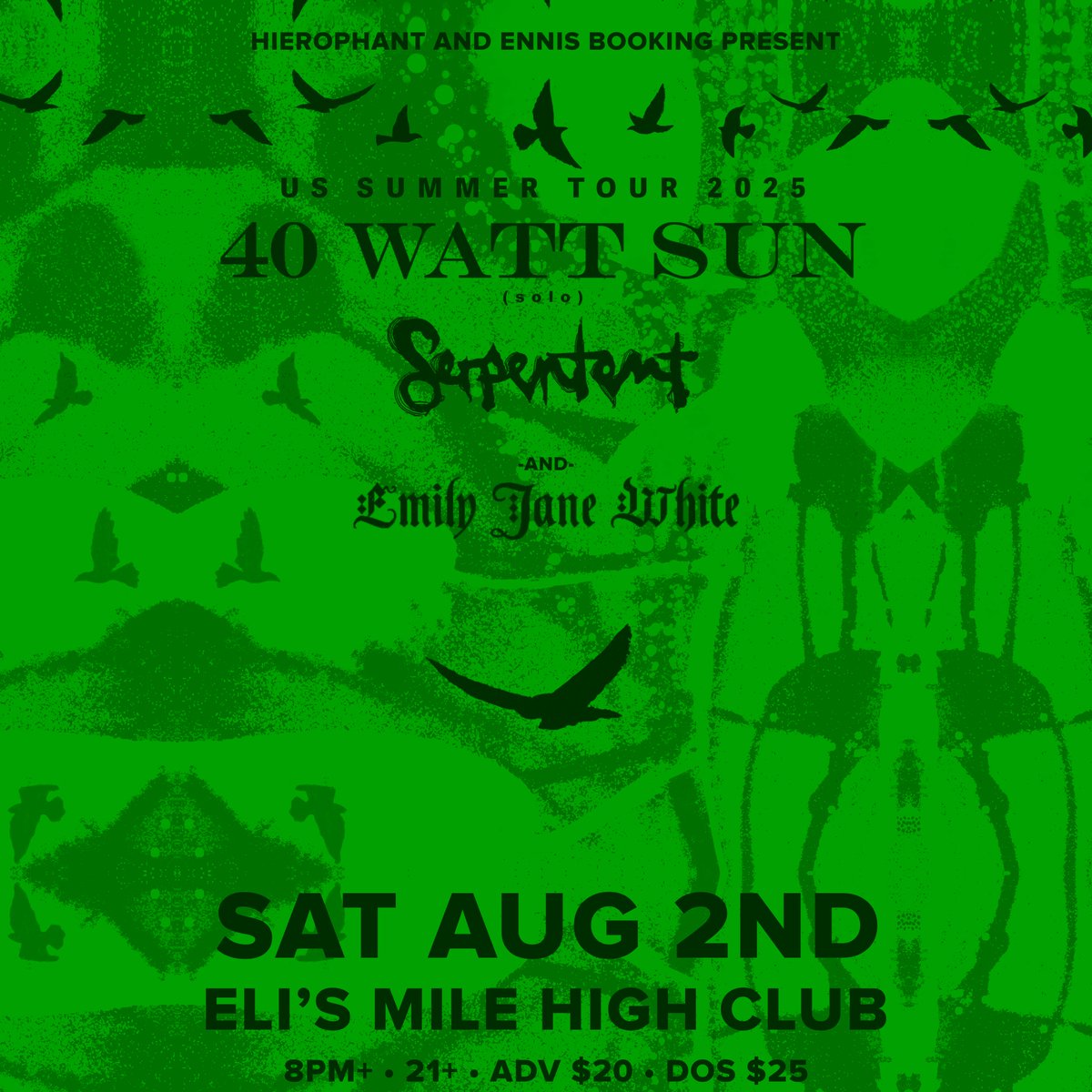 Tickets on sale now -  Looking forward to joining and supporting @40wattsunmusic + <a href="/se/">@ellingen@mastodon.social</a>.rp.en.te.nt on their bay area tour date in Oakland @elismilehighclub.  

Ticket link in profile - see you there! 

@hierophant_booking + Ennis booking @justin_enis666