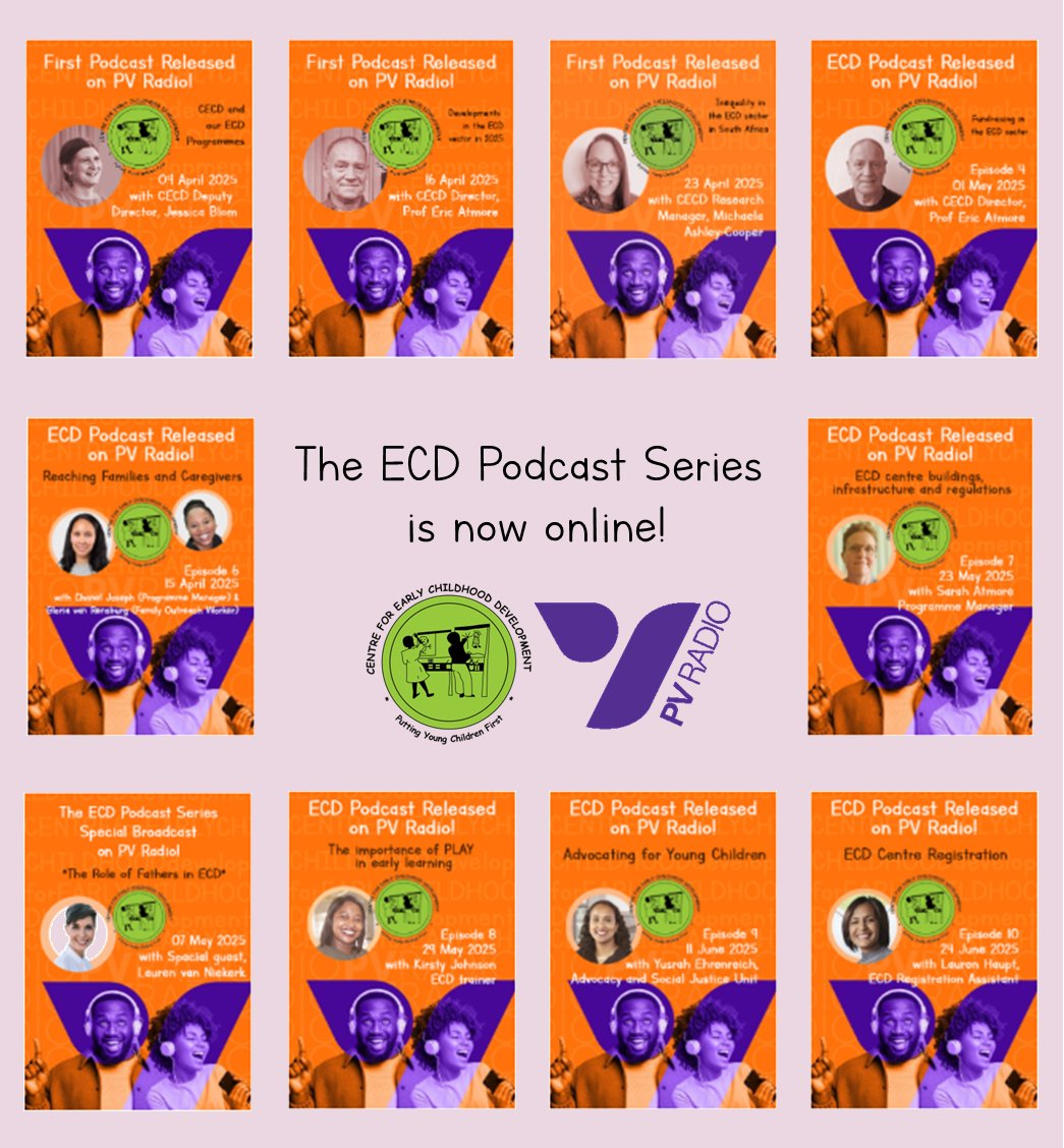 Centre for ECD (@cecd_online) on Twitter photo CECD’s first podcast series is now available on our website!
The entire collection, aptly named “The ECD Podcast Series” was hosted by PVradio, can be found here: cecd.org.za/publications/t…. 
#ECDPodcast #TheECDPodcastSeries #ECD #Podcast #CECD #PVRadio CECD’s first podcast series is now available on our website!
The entire collection, aptly named “The ECD Podcast Series” was hosted by PVradio, can be found here: cecd.org.za/publications/t…. 
#ECDPodcast #TheECDPodcastSeries #ECD #Podcast #CECD #PVRadio