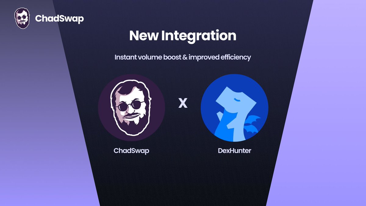 Chadswap (@chadswap_) on Twitter photo Big News! Chadswap is now integrated with <a href="/DexHunterIO/">DexHunter ๐น</a> ๐
This means:
โ
Instant volume boost & improved efficiency
โ
Lower fees for users of DH if its Chadswap order
โ
Placing Orders on Chadswap using DH
โ
70% of fees going to $CHAD buybacks
More updates & content soon! Big News! Chadswap is now integrated with <a href="/DexHunterIO/">DexHunter ๐น</a> ๐
This means:
โ
Instant volume boost & improved efficiency
โ
Lower fees for users of DH if its Chadswap order
โ
Placing Orders on Chadswap using DH
โ
70% of fees going to $CHAD buybacks
More updates & content soon!