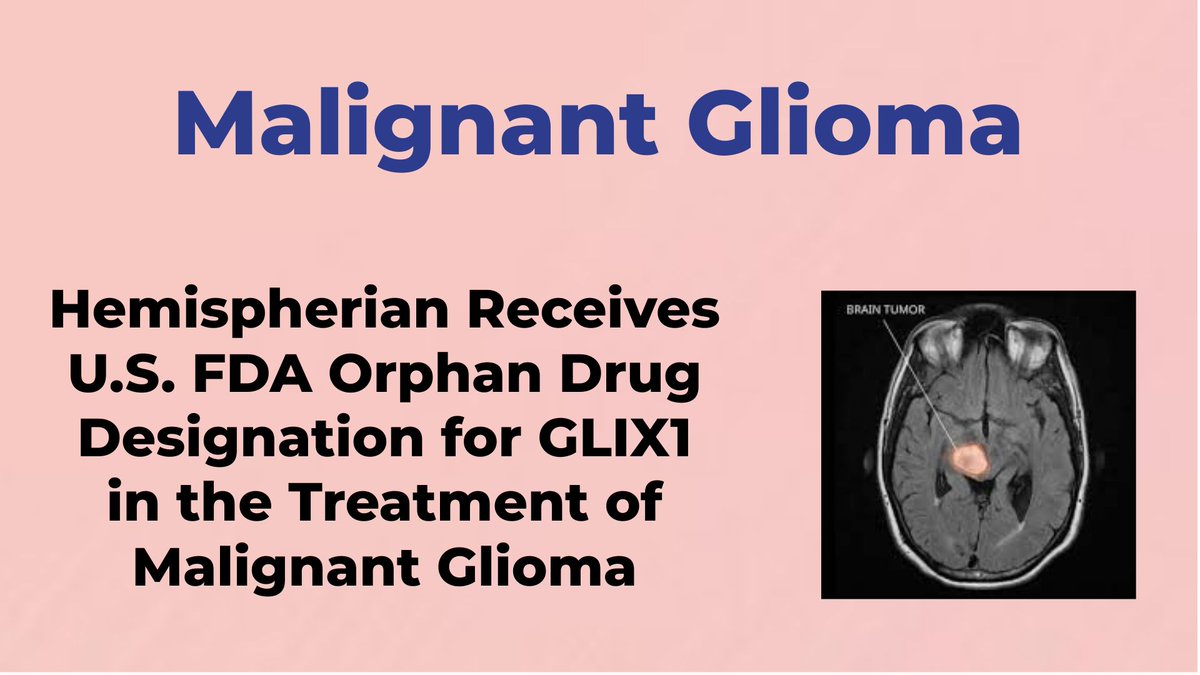 Hemispherian Receives U.S. FDA Orphan Drug Designation for GLIX1 in the Treatment of Malignant Glioma - For More Information Visit  shorturl.at/mIRYg  #Glioma  #Brain_Cancer  #FDA  #Rare_Diseases