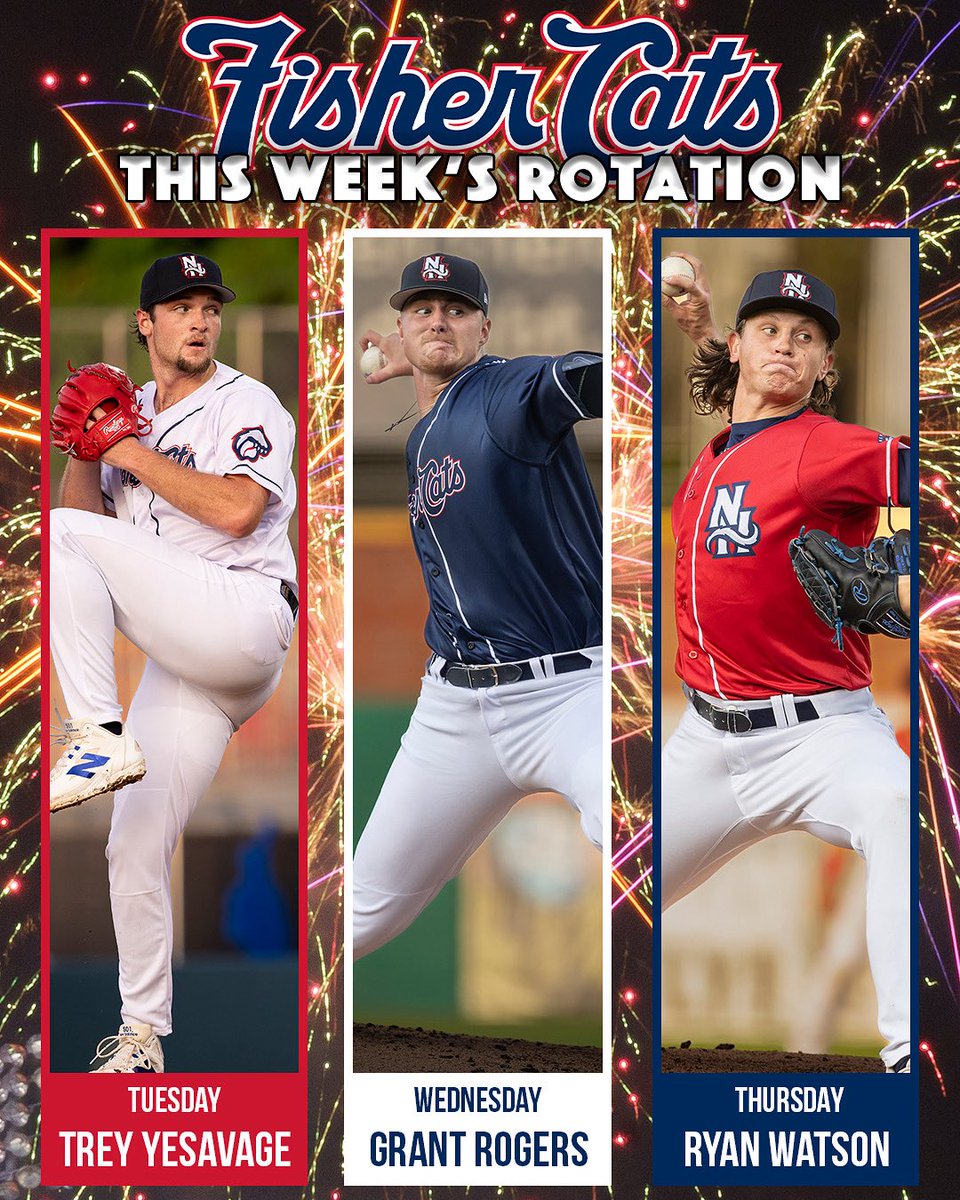 This rotation is sure to bring fireworks! 🎆 

🎟️ Get tickets to this weeks games: atmilb.com/4lwlend⁠ 

#BeyondBaseballNH #DestinationCats