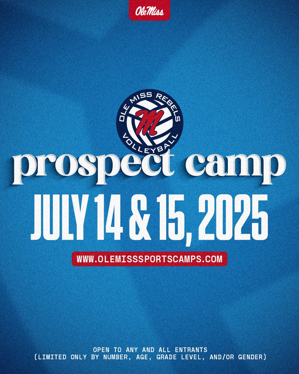 OleMissVB's tweet image. It's summer camp season 馃彁
Click the link below to register!
馃敆 rebs.us/3TjVIok