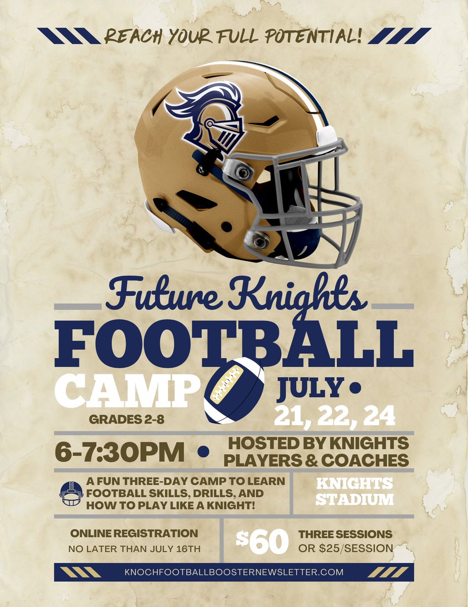 🚨 Calling all Future Knights! 🚨 Join us at this year's 3-day Youth Camp packed with energy and fun! Learn skills &amp; drills and build confidence while training with Knights coaches &amp; current players. 

👉 Register today @ forms.gle/PpY3YDdgwvquni…
