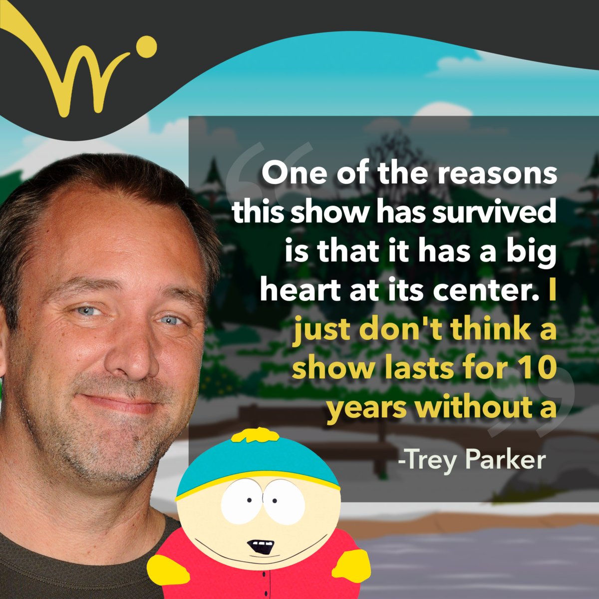 pietroschito's tweet image. Trey Parker is a talented and versatile filmmaker, producer, musician, and animator. He is best known for his work on South Park🌲 which he created alongside Matt Stone and has been in the air since 1997! #treyparker #southpark #WriteForAnimation