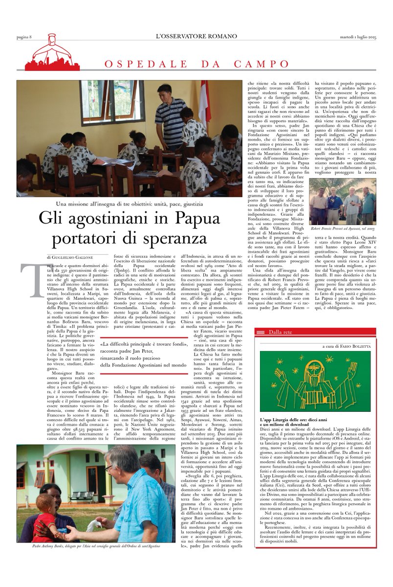 GuGallone's tweet image. Gli agostiniani in Papua portatori di speranza. Cosa significa essere cristiani in un territorio così complesso.
Oggi su @oss_romano
osservatoreromano.va/it/news/2025-0…