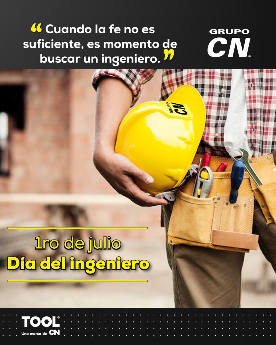 grupocnmx's tweet photo. 👩‍🔧👨‍🔧 #DiaDelIngeniero Hoy felicitamos a nuestros clientes y colaboradores que forman parte de #ClavosNacionales, que con profesionalismo e innovación contribuyen a cada proyecto de nuestro país.
#ToolCN https://t.co/WATLTayBGc