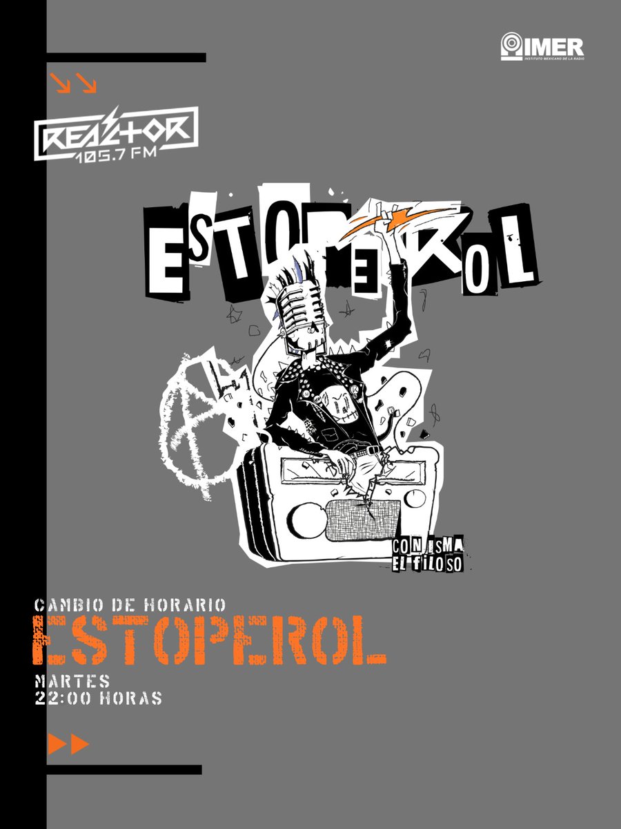 #GeneraciónR 🧨 ¡#Estoperol105 cambia de horario! Una explosión de anarquía y rolas punk llegan los martes a las 22 horas. Súbanle que <a href="/IsmaelFiloso/">Isma</a> ya va al aire 🤟🏾