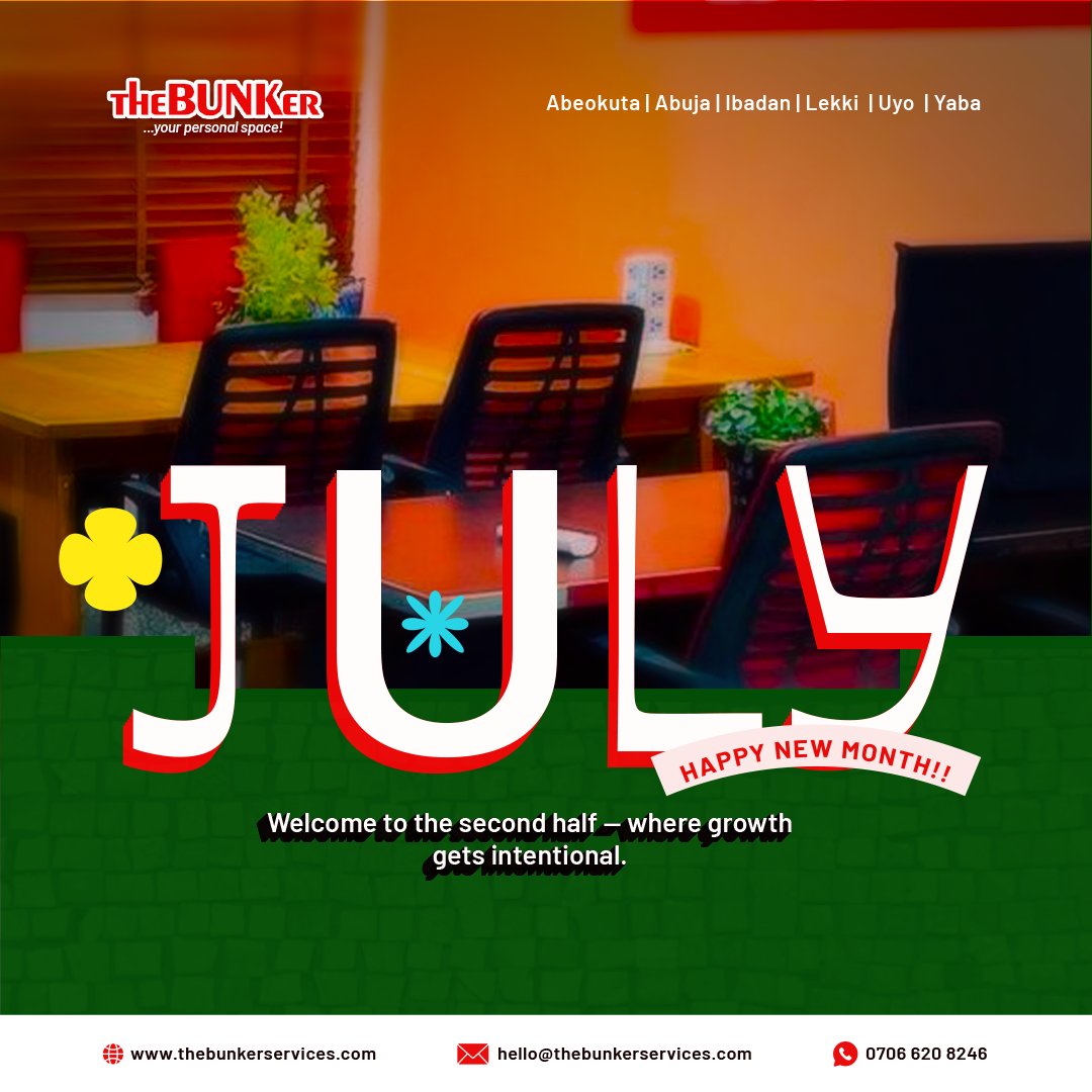 New month, new half, new chance to grow stronger. Let’s make every move count. 🌱✨

#HappyNewMonth #July #workAttheBUNKer