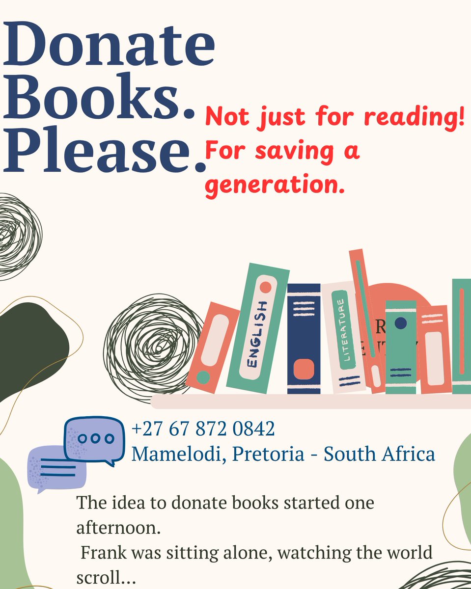 NoloVirtualPA's tweet photo. In a world of podcasts, AI tools, and fast content, let’s not forget the power of books.
They slow us down. They deepen our thinking. They teach discipline, imagination, and focus. Contact Frank to donate books: +27 67 872 0842 #donatebooks https://t.co/2LJsPv3bYn