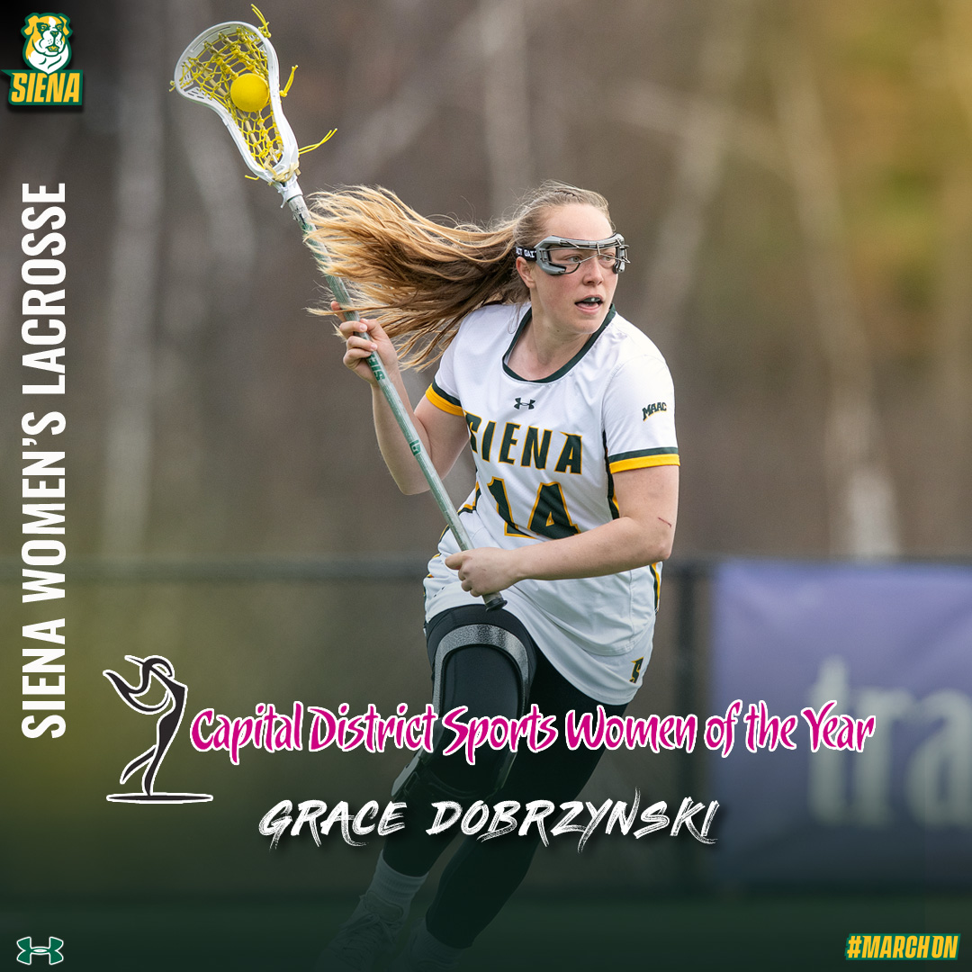 🏅👏 A well-deserved prestigious honor 

Grace Dobrzynski has been named one of the 2025 <a href="/cdswoy/">Capital District Sports Women of the Year CDSWOY</a>! 

📰 t.ly/73AQc

#MarchOn x #SienaSaints x #MAACLax x #NCAALax