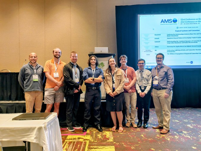 PSU Meteorology and Atmospheric Science (@psumeteo) on Twitter photo Congrats to <a href="/psumeteo/">PSU Meteorology and Atmospheric Science</a> grad students who won awards at the 21st Conf on Mesoscale Processes in Boise, ID. PhD students Ethan Schaefer, Brandon Garcia, and Luke LeBel won awards for presentations; Ethan and Brandon for their talks; and Luke and Brandon jointly for their posters. Congrats to <a href="/psumeteo/">PSU Meteorology and Atmospheric Science</a> grad students who won awards at the 21st Conf on Mesoscale Processes in Boise, ID. PhD students Ethan Schaefer, Brandon Garcia, and Luke LeBel won awards for presentations; Ethan and Brandon for their talks; and Luke and Brandon jointly for their posters.