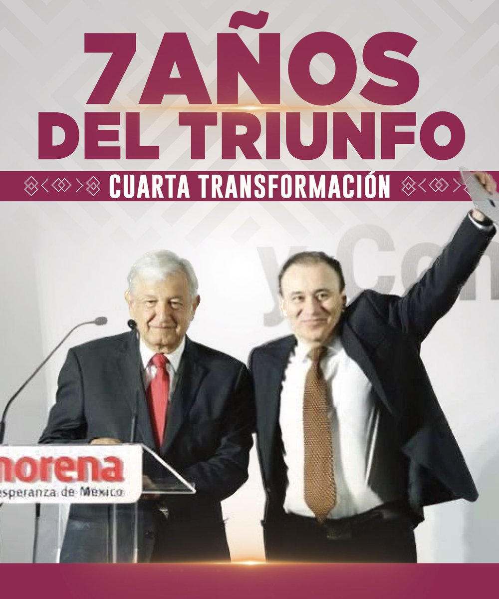 AlfonsoDurazo's tweet image. Hoy se cumplen siete años del triunfo de nuestro muy querido Andrés Manuel López Obrador en la elección presidencial de 2018, un acontecimiento de dimensiones históricas tras su lucha de toda una vida a favor de la transformación de México.

Desde Sonora le enviamos un fuerte…