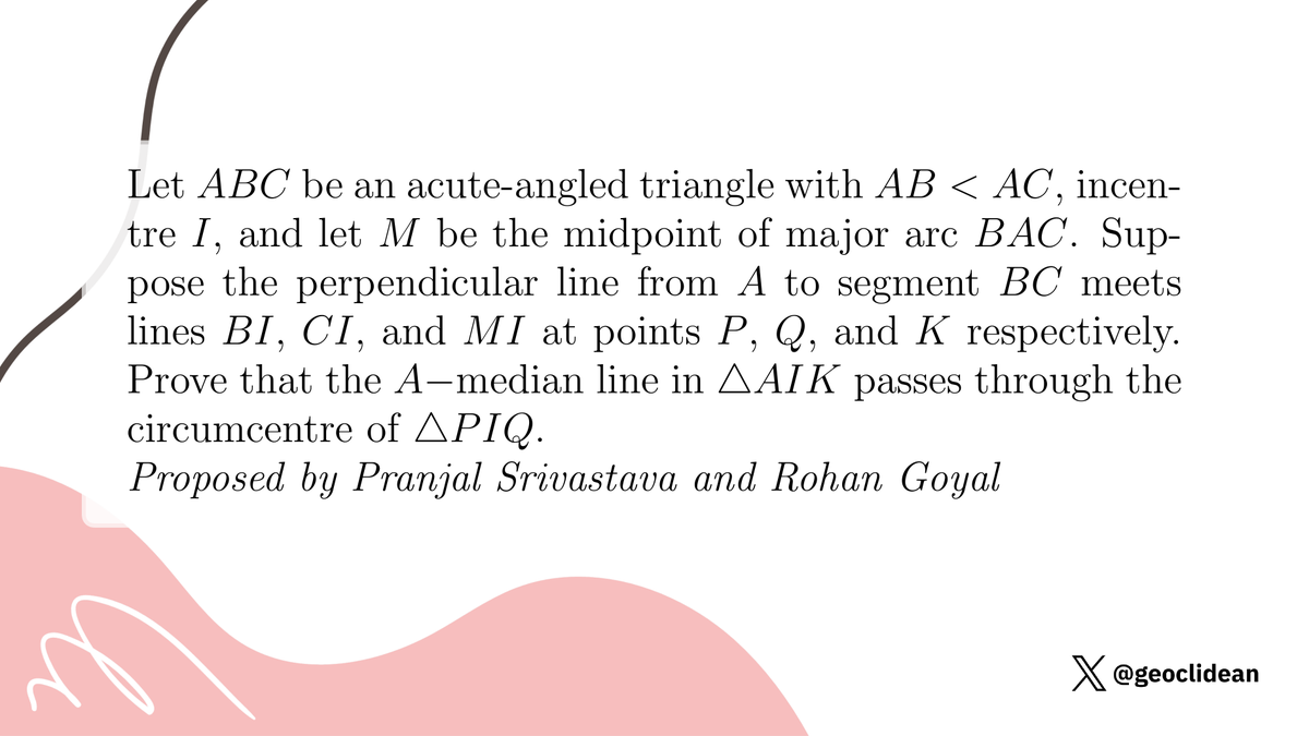 geoclidean's tweet photo. Yet another incenter problem
#Geometry #Incenter #Excenter https://t.co/QbyybGZVHp