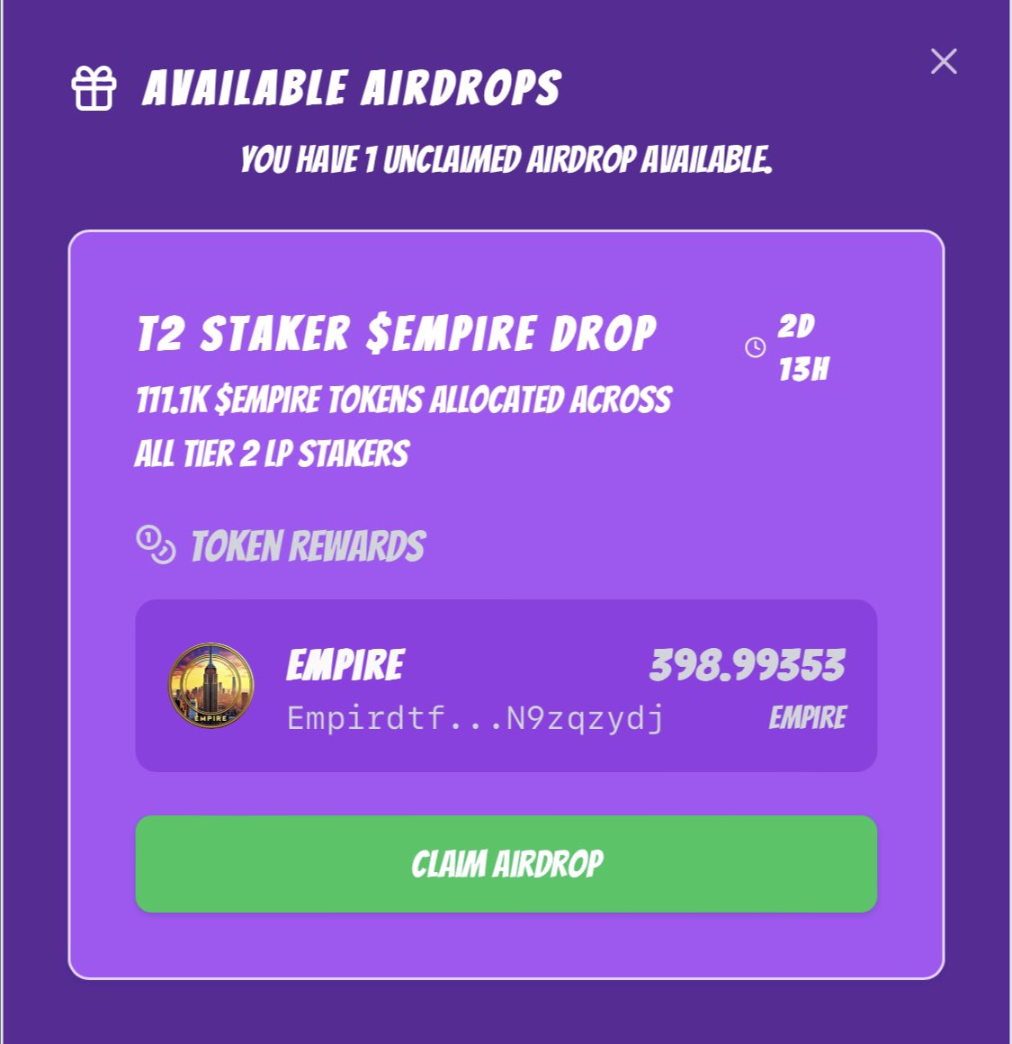 Pedro (@emjay_0fficia1) on Twitter photo I just got the airdrop for staking my tier 2 LP Dollz.
<a href="/LunardollzNft/">✨The LunarVerse ☄️</a> makes the claiming super easy as well.
Let’s build <a href="/Omerta_SOL/">Omerta, the Grand Mafia</a> with $EMPIRE 😎 I just got the airdrop for staking my tier 2 LP Dollz.
<a href="/LunardollzNft/">✨The LunarVerse ☄️</a> makes the claiming super easy as well.
Let’s build <a href="/Omerta_SOL/">Omerta, the Grand Mafia</a> with $EMPIRE 😎