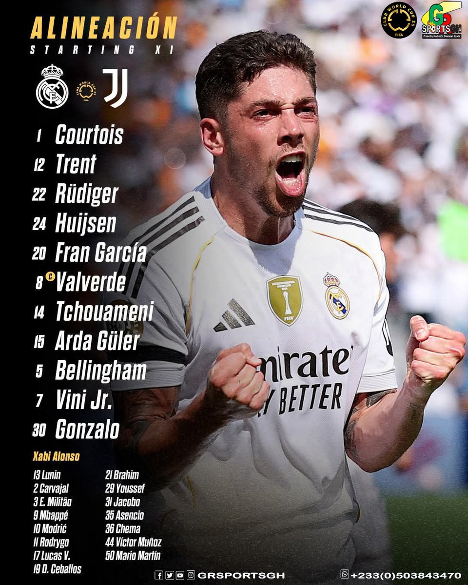 sopokuaddei's tweet photo. WORLD FOOTBALL NEWS UPDTE
      𝐅𝐈𝐅𝐀 𝐂𝐋𝐔𝐁 𝐖𝐎𝐑𝐋𝐃 𝐂𝐔𝐏    
          2025 𝐍𝐄𝐖𝐒 𝐔𝐏𝐃𝐀𝐓𝐄
             ʀᴏᴜɴᴅ ᴏғ sɪxᴛᴇᴇɴ 
          𝗠𝗔𝗧𝗖𝗛 𝗢𝗙 𝗧𝗛𝗘 𝗗𝗔𝗬
𝐑𝐄𝐀𝐋 𝐌𝐀𝐃𝐑𝐈𝐃 🇪🇦 🆚 𝐉𝐔𝐕𝐄𝐍𝐓𝐔𝐒 🇮🇪
          𝗦𝗧𝗔𝗥𝗧𝗜𝗡𝗚 𝗫𝗜 

#grsportsgh https://t.co/GhrmtSnfj4