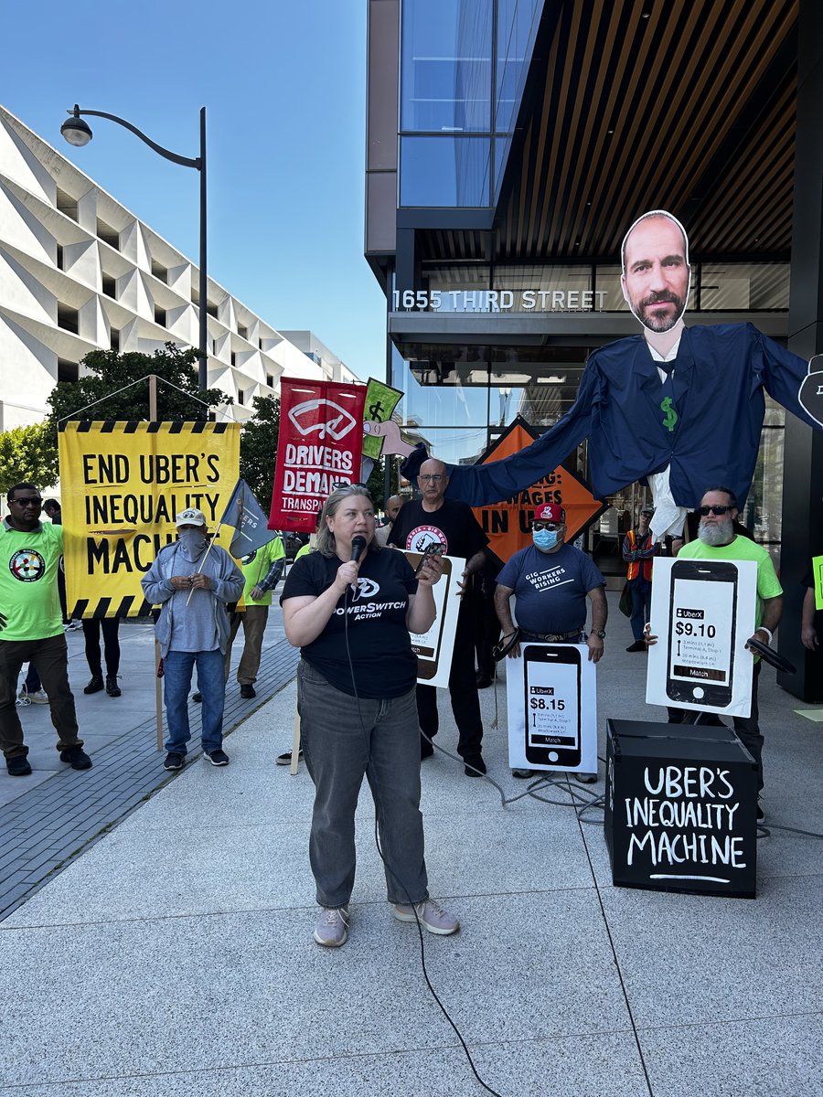 GigWorkersRise's tweet photo. “It’s a beautiful day to fight corporate greed! Uber has been pioneering how to use AI to manipulate pay, and if they can do it to drivers, they can do it to all of us.”

– Mariah Montgomery, National Campaigns Director with @powerswitchact https://t.co/RVhaaWZbNg