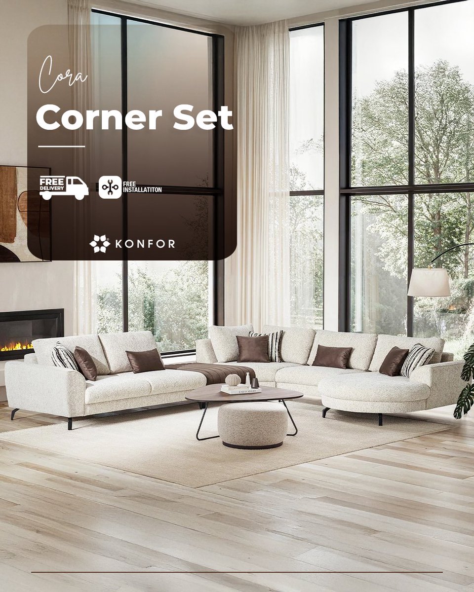 konforuk's tweet image. Bring sophistication and comfort to your living room with the Cora Corner Set 🖤 – the perfect blend of style and relaxation. 
#CornerSet #SofaGoals #InteriorDesign #ModernLiving #london #furniture