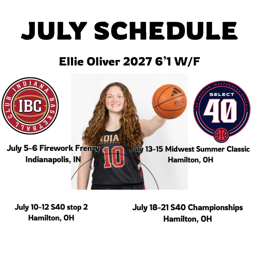 July Schedule!!! College coaches come check us out! 

@IBC16US40 
<a href="/ladybravesIC/">Coach Ferris</a>