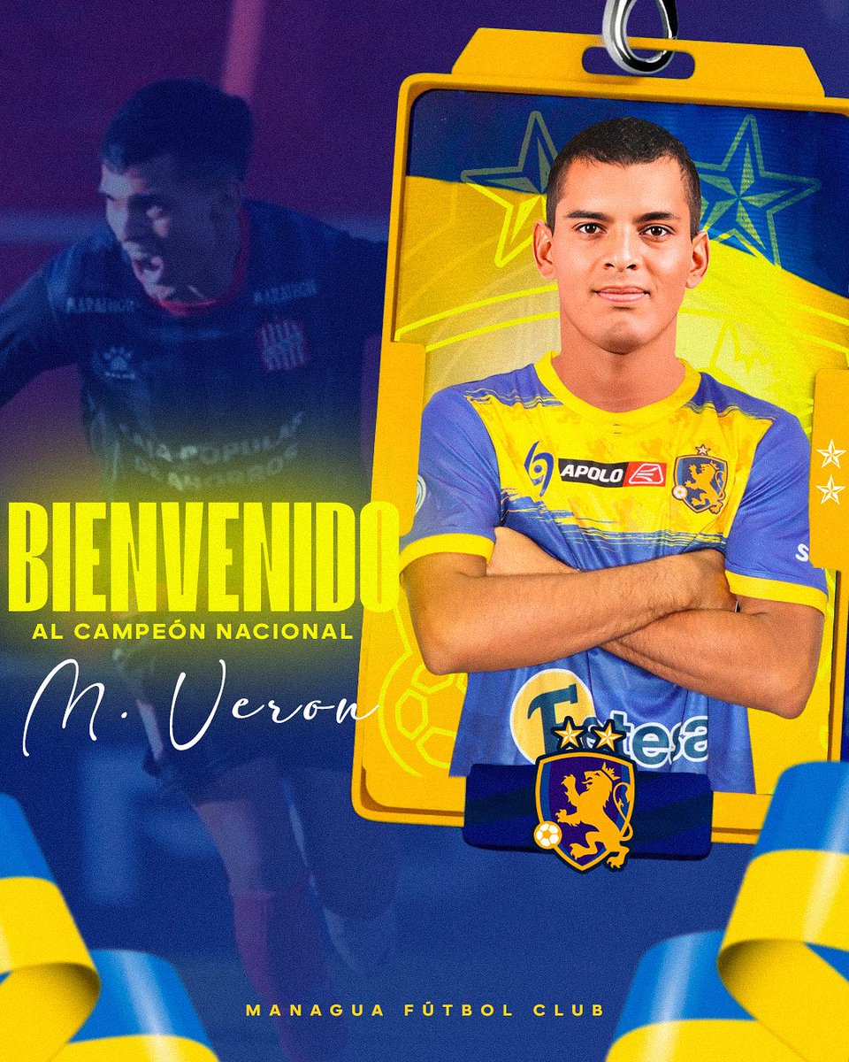 ManaguaFC_'s tweet photo. 👋🦁 ¡𝑩𝑰𝑬𝑵𝑽𝑬𝑵𝑰𝑫𝑶 𝑽𝑬𝑹𝑶́𝑵! 🇦🇷

El delantero argentino Mauro Verón, se une a las filas del Campeón Nacional para el próximo Torneo.🏆💙💛

Llega procedente del San Martín de Tucumán. https://t.co/N5ZFRYhPit