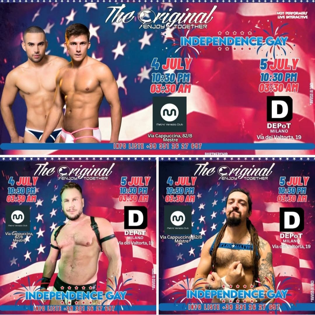 Vuoi un fine settimana Infuocato?
The original enjoy together ti garantisce tutto cio cbe desideri, per realizzare i tuoi sogni calienti.
🔵 Venerdì 4 Luglio h 22.30
Saremo alla Metrò Venezia Club per il Closing Party di Venezia prima dele vs vacanze

🔴 Sabato 5 Luglio h 22.30