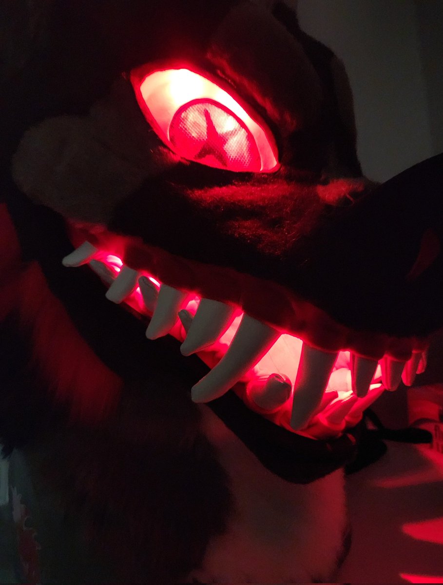 Teaser of my latest finished #fursuit! 

This hellhound can soon be yours! Will you be brave enough to summon a demon into your home?