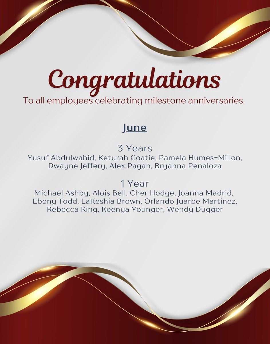 A huge shoutout to our amazing team members celebrating work anniversaries this June! Your dedication, hard work, and passion help drive our mission, and we’re so grateful to have you as part of the McCormack Baron family.
.
.
.
#MBstrong #Teamwork #WorkAnniversary #Gratitude