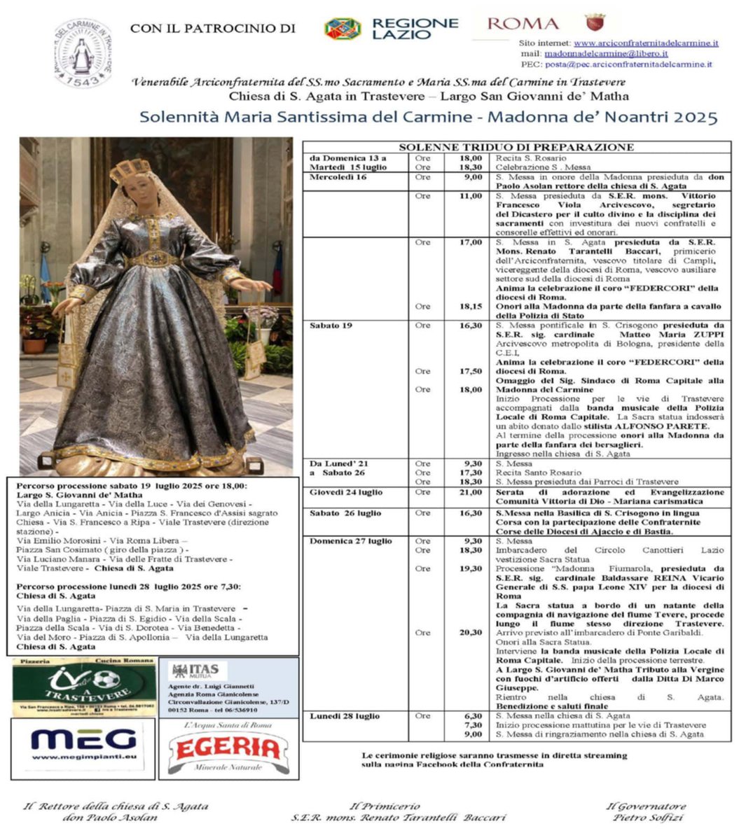 Di seguito la locandina della festa de noantri 2025…