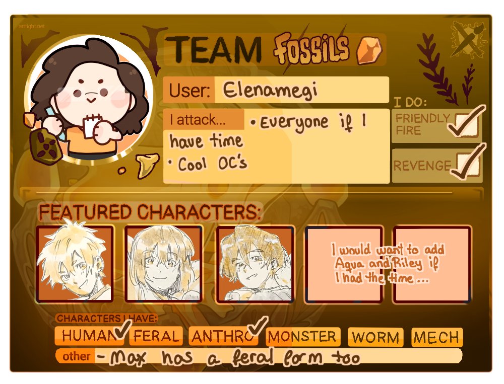 this is my first time participating!! Let's fight! artfight.net/~Elenamegi
