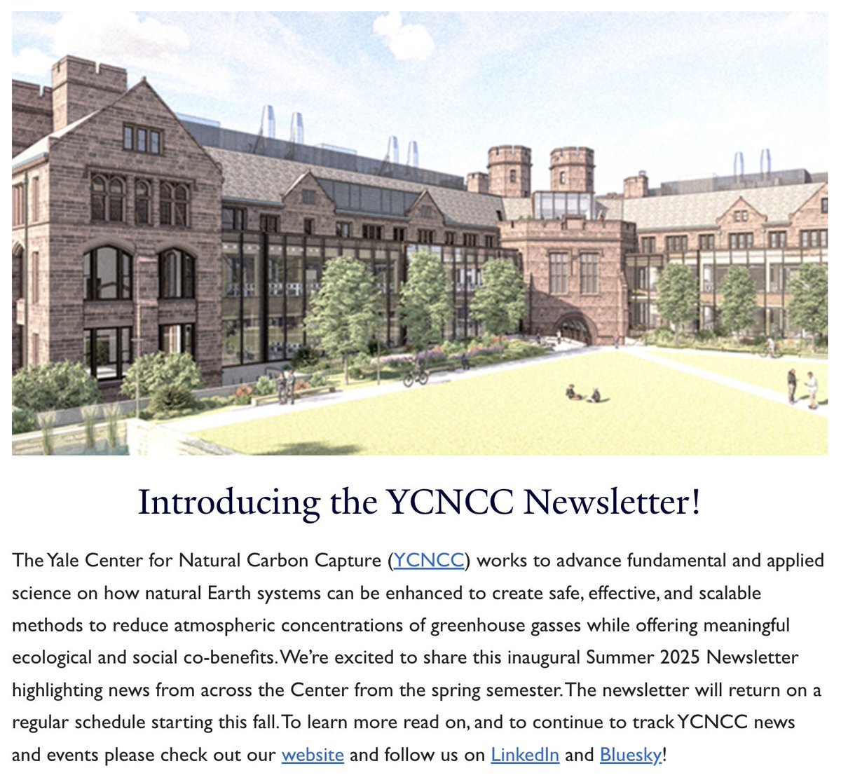 Yale Center for Natural Carbon Capture (@yalecncc) on Twitter photo π©π©π© Introducing the inaugural <a href="/YaleCNCC/">Yale Center for Natural Carbon Capture</a> Newsletter. Follow the link below to read on, and pls DM us with ideas, comments, feedback. If you'd like to join our mailing list, please DM your email and we'll add you!
view.message.yale.edu/?qs=08c80c1685β¦ π©π©π© Introducing the inaugural <a href="/YaleCNCC/">Yale Center for Natural Carbon Capture</a> Newsletter. Follow the link below to read on, and pls DM us with ideas, comments, feedback. If you'd like to join our mailing list, please DM your email and we'll add you!
view.message.yale.edu/?qs=08c80c1685β¦