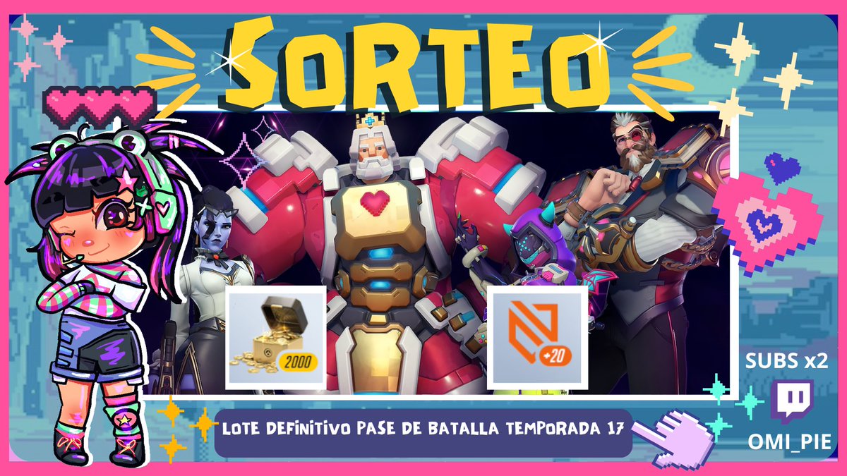🎁 #GIVEAWAY 🎁 
✅Sígueme en X y en Twitch
✅Menciona a un amix
✅Like y RT 🔁
✅✨CANJEA RECOMPENSA EN MI CANAL cuando haya stream!!! 
✨SUB de TWITCH DOBLE chance de ganar! 
📆08/07/25 en vivo! 
Mil gracias <a href="/OverwatchLATAM/">Overwatch</a> y Blizzard!
#OW2Season17 #OverwatchCreator #OW2Latam