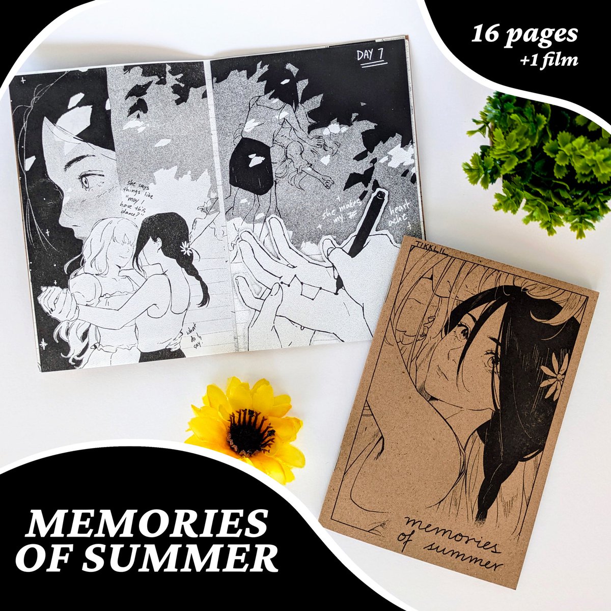Sandy returns to her hometown to investigate the circumstances of her grandmother’s death, where she meets a mysterious girl Eileen. But something is very wrong.

[Memories of Summer] is a riso printed zine which also comes with an animated short film.

$12