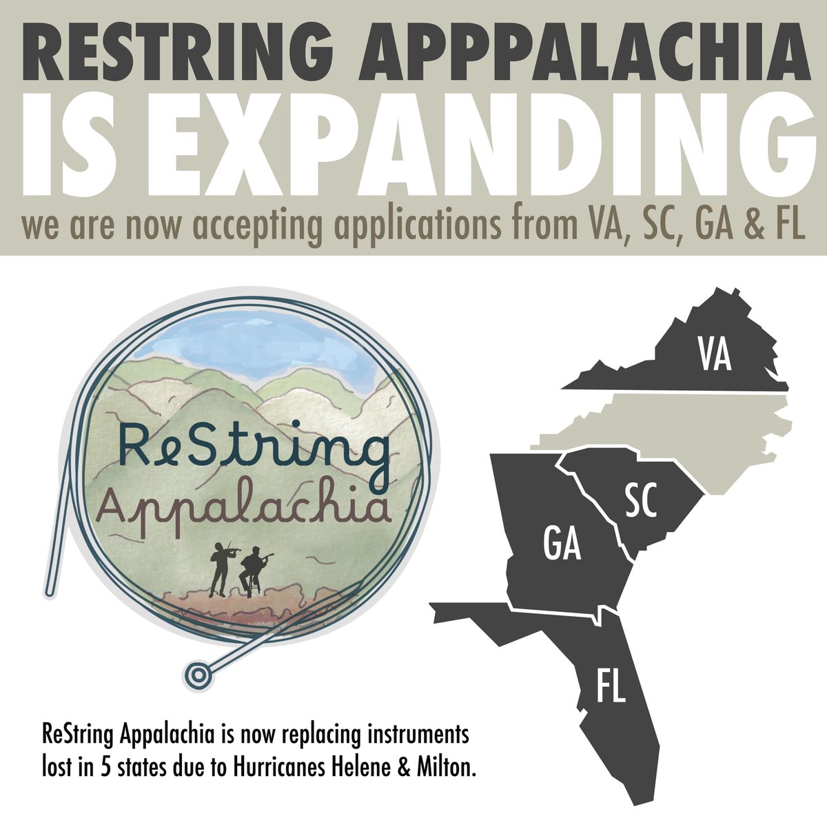 If you would like to help ReString Appalachia by donating either instruments or a tax-exempt donation, or if you're an Appalachian musician who would like to receive an instrument, please visit: 
americansongcatcher.com/restringappala…

If you're a music fan, PLEASE retweet and share!