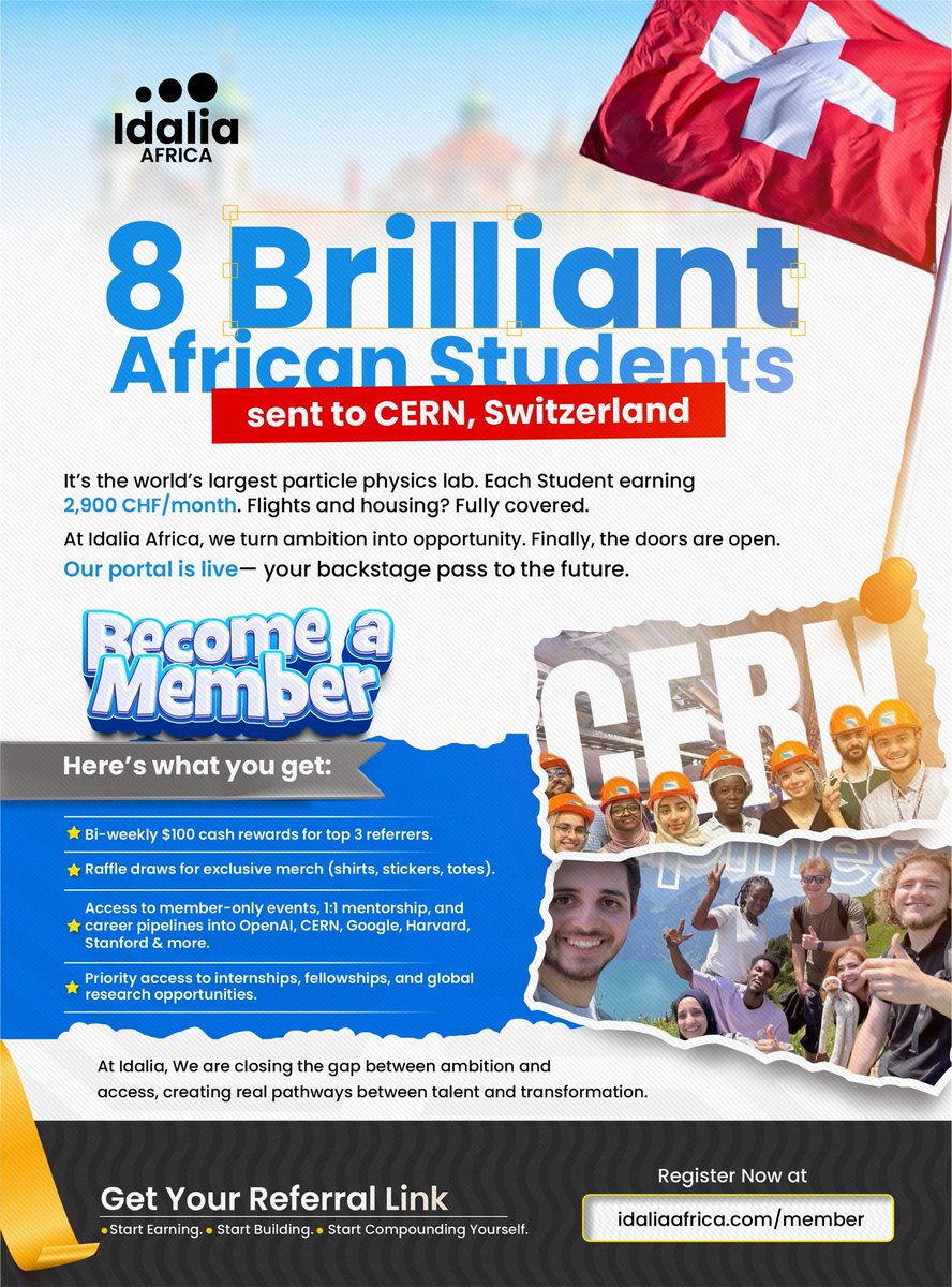 idaliaafrica's tweet image. 𝐖𝐞 𝐣𝐮𝐬𝐭 𝐬𝐞𝐧𝐭 𝟖 𝐛𝐫𝐢𝐥𝐥𝐢𝐚𝐧𝐭 𝐀𝐟𝐫𝐢𝐜𝐚𝐧 𝐬𝐭𝐮𝐝𝐞𝐧𝐭𝐬 𝐭𝐨 𝐂𝐄𝐑𝐍 𝐢𝐧 𝐒𝐰𝐢𝐭𝐳𝐞𝐫𝐥𝐚𝐧𝐝
🧵👇🏿