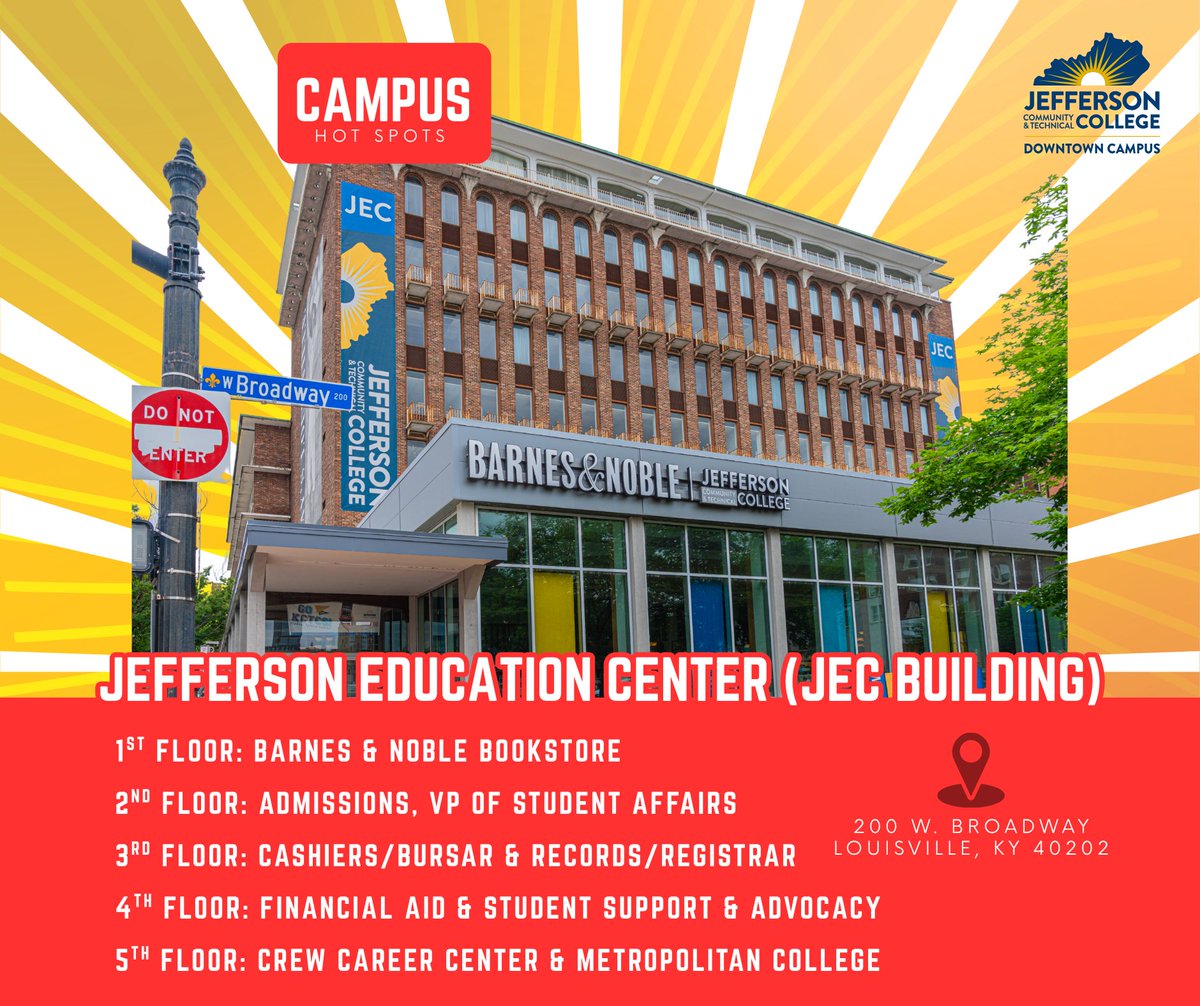 Getting ready for fall? It helps to know where to go! This week’s #CampusHotspot is the Jefferson Education Center, also known as the JEC. Located at 200 W. Broadway, it’s home to several key offices that can help you start the semester strong!