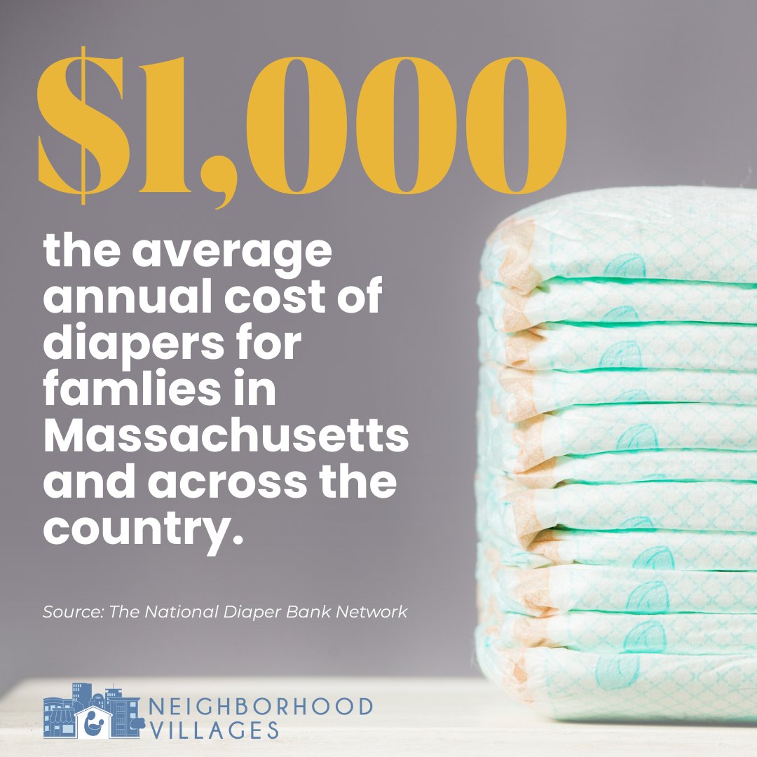 NVSBoston's tweet image. According to the @diapernetwork, diaper prices have surged 48% since 2020, costing families nearly $1,000 each year.
From July 7-8, Neighborhood Villages will distribute 80,000 free diapers—thanks to generous donations from @Baby2Baby—to family-serving organizations in MA.