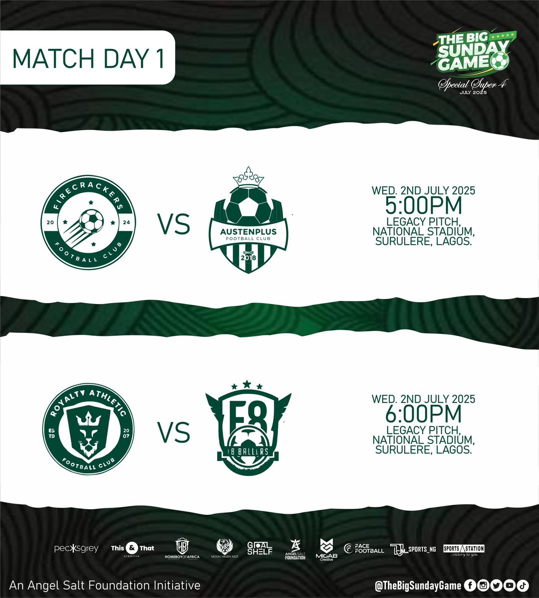 TheBigSundayGam's tweet photo. It’s showtime!!!!!!
MATCH-DAY ONE of the #SUPA4 is set to go…
Don’t miss this one😍🥵!!!
#thebigsundaygame #talentsearch #talent #scouting
#footballunitestheworld⚽️❤️🌍 https://t.co/qQwdJvZubY