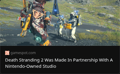 GDE Series (@gdeseries) on Twitter photo Nintendo Pictures provided CG animation and motion capture for @sony’s <a href="/PlayStation/">PlayStation</a> 5 exclusive Death Stranding 2: On the Beach. The Japanese animation studio was acquired by Nintendo in 2022.
– <a href="/GameSpot/">GameSpot</a>’s <a href="/EddieMakuch/">Eddie Makuch</a>
gamespot.com/articles/death…
#gaming #ps5 #deathstranding2 Nintendo Pictures provided CG animation and motion capture for @sony’s <a href="/PlayStation/">PlayStation</a> 5 exclusive Death Stranding 2: On the Beach. The Japanese animation studio was acquired by Nintendo in 2022.
– <a href="/GameSpot/">GameSpot</a>’s <a href="/EddieMakuch/">Eddie Makuch</a>
gamespot.com/articles/death…
#gaming #ps5 #deathstranding2