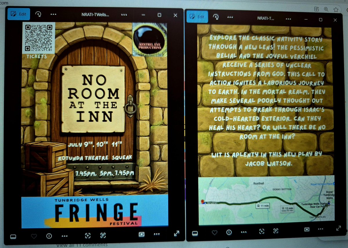 jowildman (@jowildman) on Twitter photo Coming to the @TunbridgeWellsFringe ..
A new comedy play 'No Room at the Inn' performed at the Rotunda Theatre, Langton Green
on the 9th, 10th and 11th July.
Details and online tickets at:
twfringe.com/events/no-room…
<a href="/RotundaDome/">RotundaTheatre</a> #fringe #newplay #comedy #tunbridgewells Coming to the @TunbridgeWellsFringe ..
A new comedy play 'No Room at the Inn' performed at the Rotunda Theatre, Langton Green
on the 9th, 10th and 11th July.
Details and online tickets at:
twfringe.com/events/no-room…
<a href="/RotundaDome/">RotundaTheatre</a> #fringe #newplay #comedy #tunbridgewells