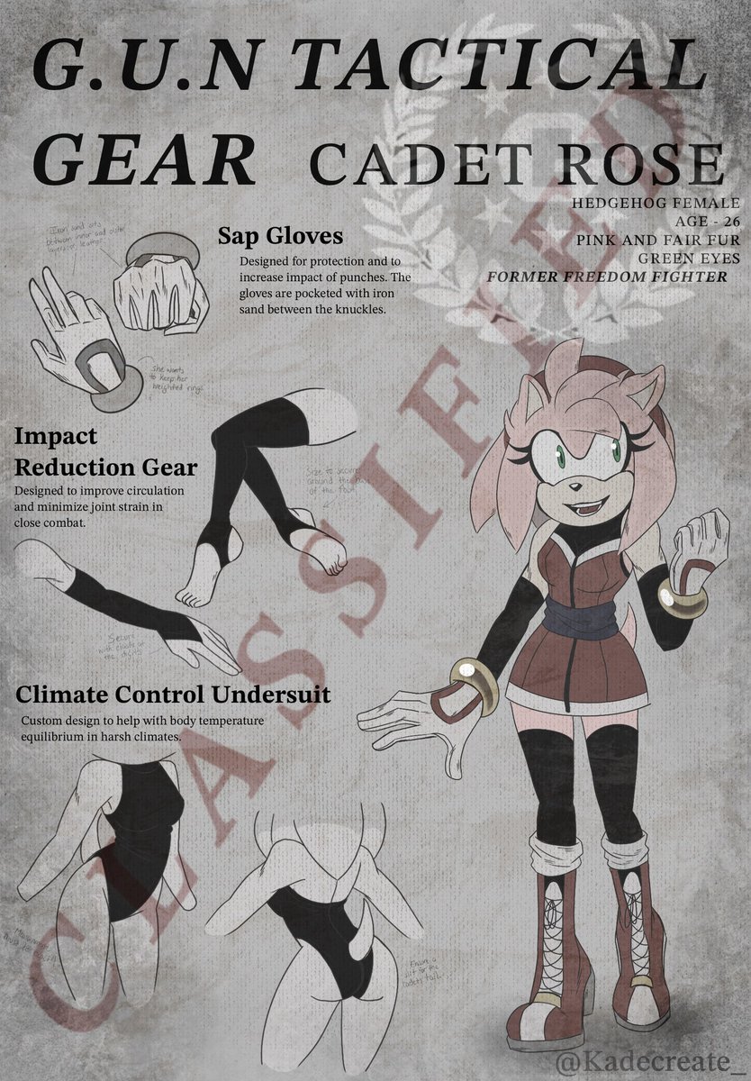 kadecreate's tweet photo. G.U.N TACTICAL GEAR REPORT - CADET ROSE
—-
I’m working on Chapter 10 of Introspection as we speak.
And it’s finally time…. 👀👀👀
(I’ll be making more of these for the rest of the main cast hehe.)
#shadamy #introspection #amyrose #ShadowTheHedegehog #introspectionau #report https://t.co/PLj7xHIBO2