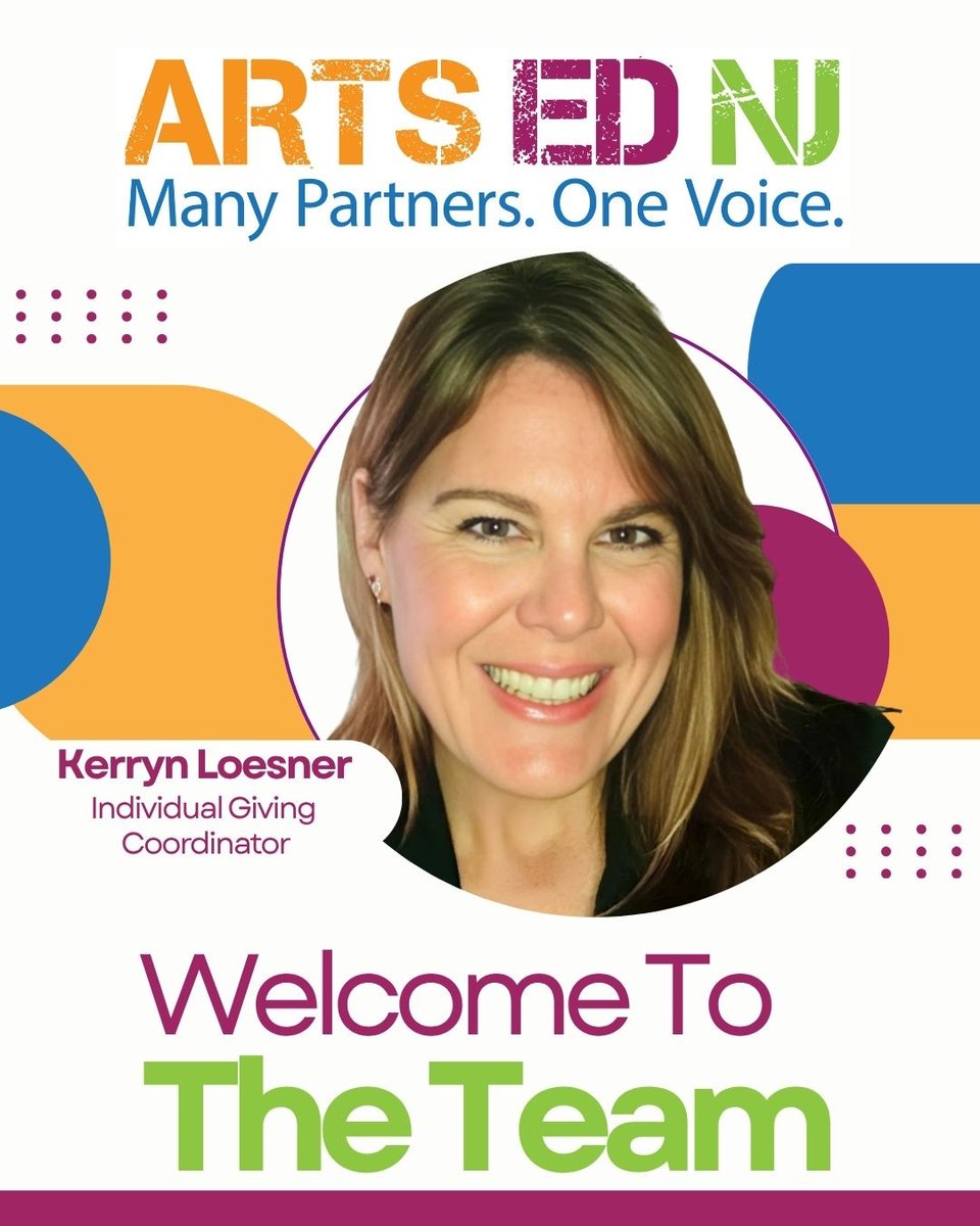 We are excited to share that Kerryn Loesner will be joining the team as Individual Giving Development Coordinator. This position was made possible by a grant from the NJ Cultural Trust. 

#ArtsEdNJ