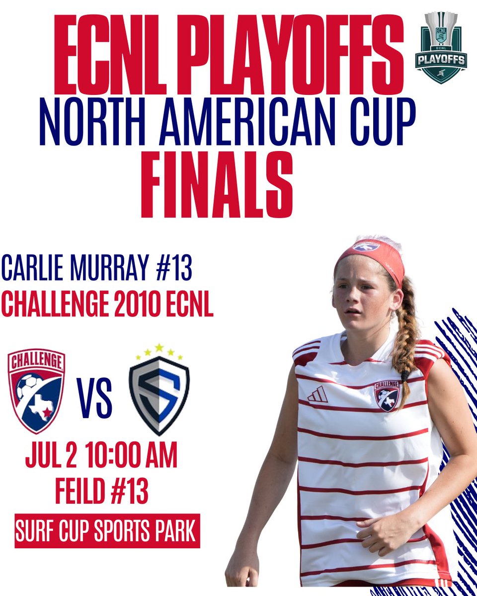 Come watch me and my <a href="/Challenge10ECNL/">Challenge 2010 ECNL</a> team play in the North American cup finals tomorrow morning! <a href="/ChallengeSoccer/">Challenge Soccer Club</a> <a href="/ECNLgirls/">ECNL Girls</a> <a href="/ImYouthSoccer/">ECNL/GA/Recruiting/College Soccer</a> <a href="/PrepSoccer/">Prep Soccer ⚽️</a>