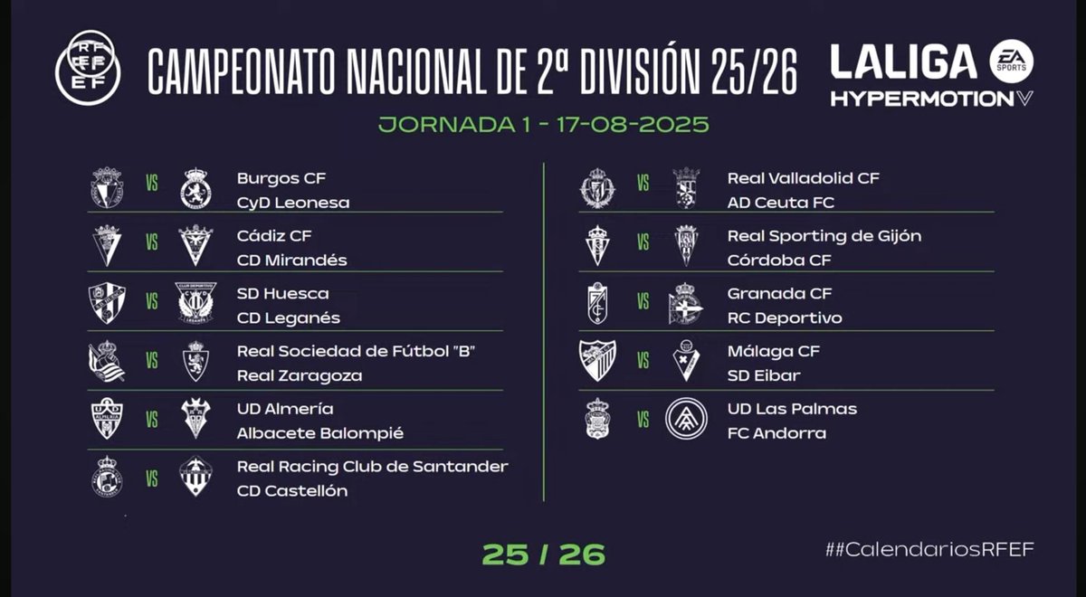 El Partidazo de COPE (@partidazocope) on Twitter photo 🏆 OFICIAL | Primera jornada de <a href="/LaLiga2/">LALIGA HYPERMOTION</a> 2025-2026
📆 Se disputará el fin de semana del 16-17 de agosto de 2025
📻 #PartidazoCOPE 🏆 OFICIAL | Primera jornada de <a href="/LaLiga2/">LALIGA HYPERMOTION</a> 2025-2026
📆 Se disputará el fin de semana del 16-17 de agosto de 2025
📻 #PartidazoCOPE