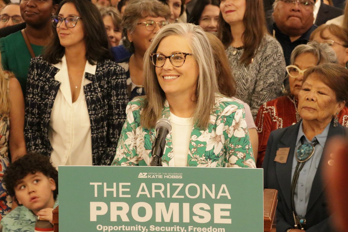 Governor Katie Hobbs (@governorhobbs) on Twitter photo Today, with the signing of this budget, we are closer to realizing the Arizona Promise: the promise of opportunity, security, and freedom for people across this state. As long as I'm Governor, I will keep fighting to realize that Promise and stand up for the people of Arizona. Today, with the signing of this budget, we are closer to realizing the Arizona Promise: the promise of opportunity, security, and freedom for people across this state. As long as I'm Governor, I will keep fighting to realize that Promise and stand up for the people of Arizona.