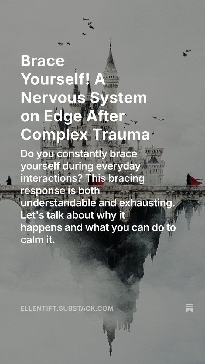 “If you've lived through complex trauma, betrayal, or chronic mistreatment, your nervous system has learned to treat the world like a battlefield.”
#cptsdhelp #cptsdrecovery #mentalhealth #hypervigilance #complextrauma #traumarecovery #betrayaltrauma

open.substack.com/pub/ellentift/…