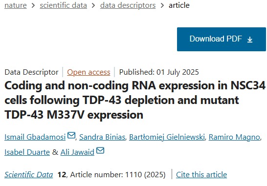 ismail029's tweet photo. 🚨 New Publication!
Our Scientific Data paper is out: https://t.co/aCICDae5HN

We profile coding &amp; non-coding RNA changes in motor neuron-like NSC34 cells following TDP-43 knockdown &amp; ALS-linked M337V mutation 🧠🧬 https://t.co/GDG6sYFJyB