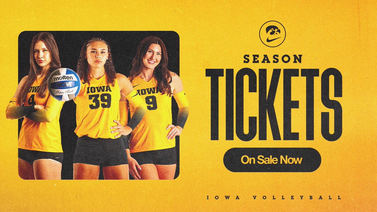 IowaVolleyball's tweet image. Don't miss a single match! 2025 season tickets are on sale NOW!
🎟️: bit.ly/3Ip9bZB
#Hawkeyes