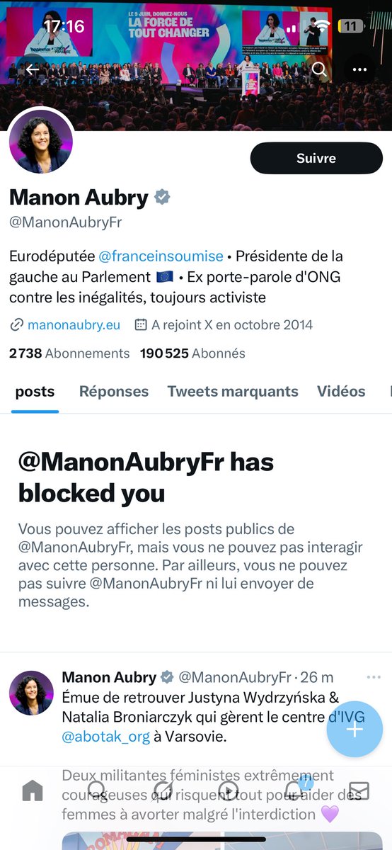 Magelya777's tweet image. J’ai été bloquée par la mère Aubry !!! La consécration 🥰