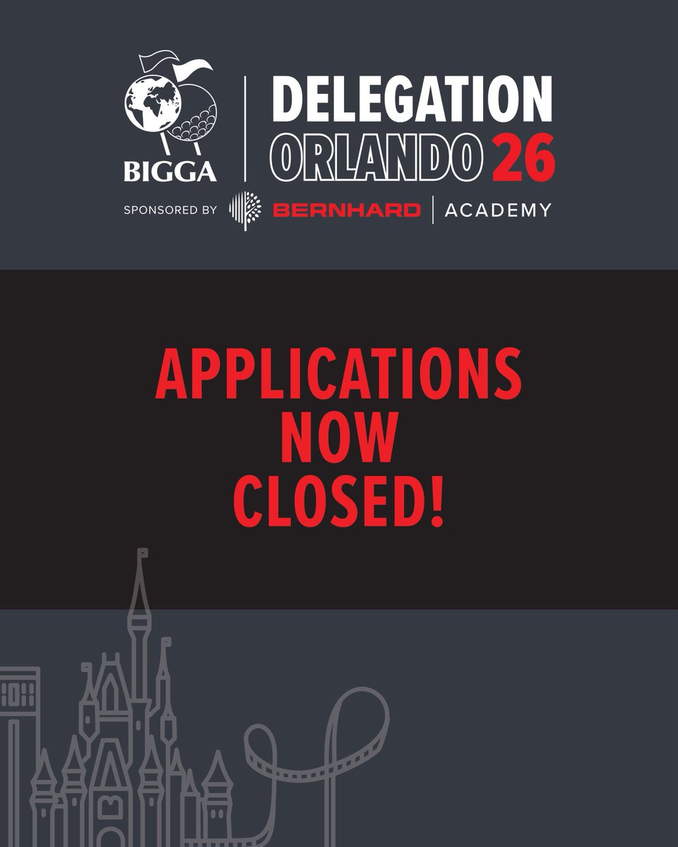 Bernhard Academy (@bernhardacademy) on Twitter photo Time is up! We are no longer accepting expressions of interest for next year’s BIGGA Delegation.
Those that have already applied have until 5pm on 7 July to upload their CV and video to complete their application.
<a href="/BIGGALtd/">British & International Golf Greenkeepers Assn.</a> <a href="/GCSAA/">GCSAA</a> <a href="/GCSAAConference/">GCSAA Conference and Trade Show</a> Time is up! We are no longer accepting expressions of interest for next year’s BIGGA Delegation.
Those that have already applied have until 5pm on 7 July to upload their CV and video to complete their application.
<a href="/BIGGALtd/">British & International Golf Greenkeepers Assn.</a> <a href="/GCSAA/">GCSAA</a> <a href="/GCSAAConference/">GCSAA Conference and Trade Show</a>