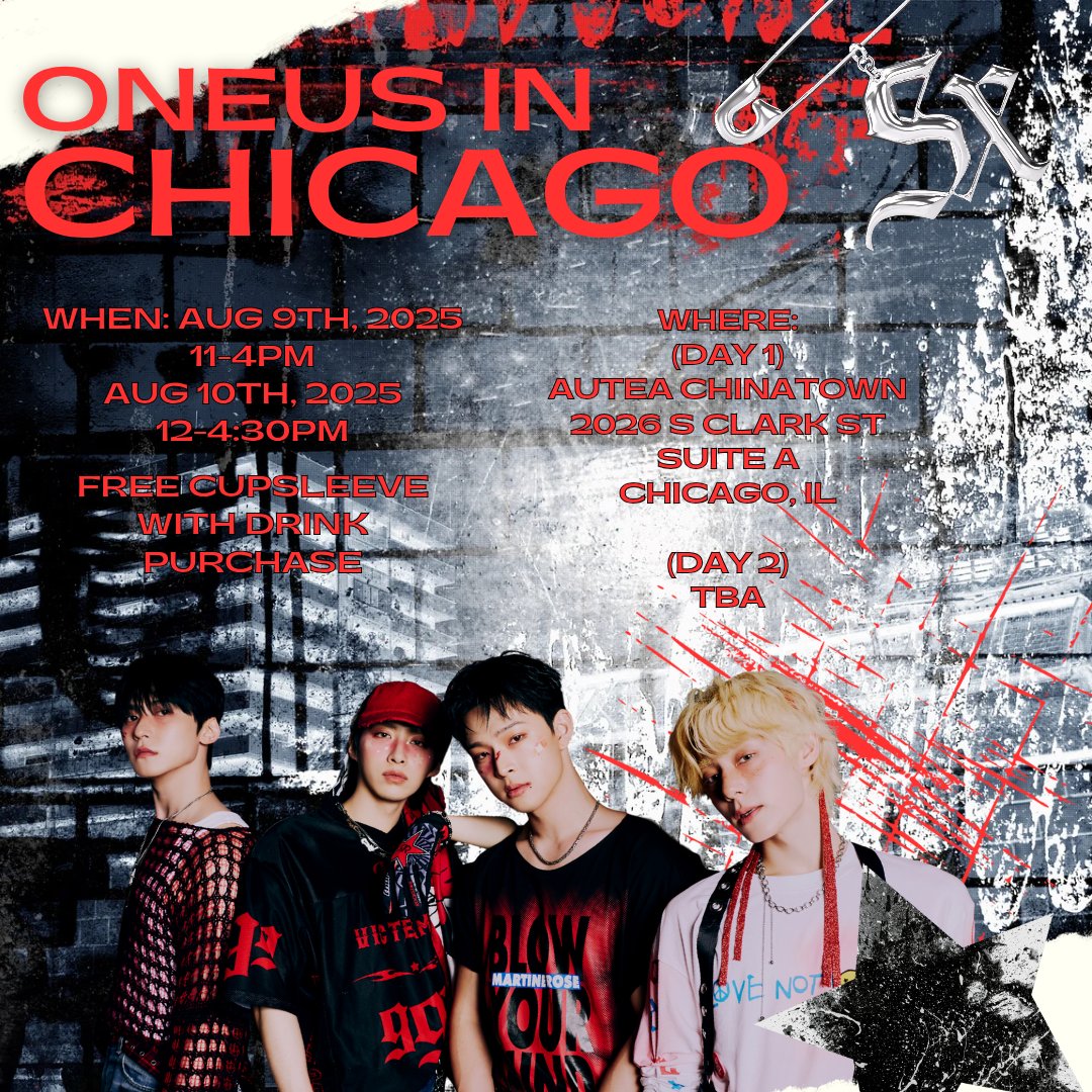 Heyy Chicago tomoon! I'm hosting a cupsleeve for the Oneus World Tour in August!

2025 ONEUS WORLD TOUR CUPSLEEVE

'H_OUR, US'

📍 CHICAGO, IL 8/9-8/10
✔ Autea Sweets, Chinatown (8/9)
✔ TBA (8/10)

#ONEUS #H_OUR_US #2025ONEUSWORLDTOUR #KPOPCUPSLEEVE