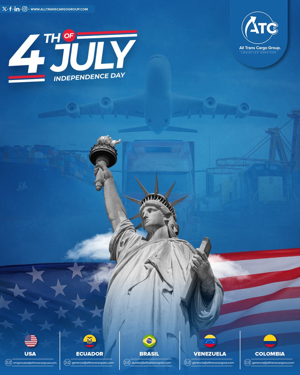 alltranscargo's tweet photo. 🇺🇸 Celebrating freedom and connection. Happy 4th of July from All Trans Cargo Group! 🎆 

💬Contact us!

🌐 https://t.co/VGjgIUMamt
📞 +1 (786) 399-8580
✉ amgonzalez@alltranscargousa.com

We operate in: 🇺🇸 USA 🇪🇨 ECU 🇧🇷 BRA 🇻🇪 VEN 🇨🇴 CO https://t.co/IhoxPiN5cT